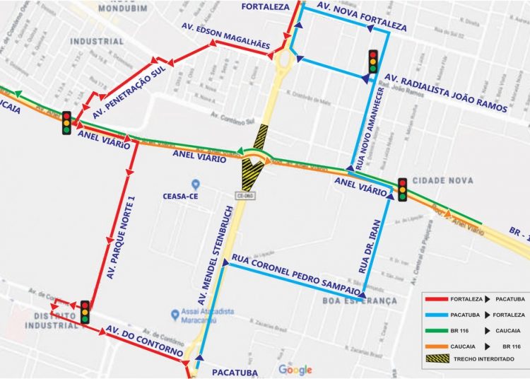 CE-060: acesso à rotatória com Anel Viário será interditado para obras neste domingo