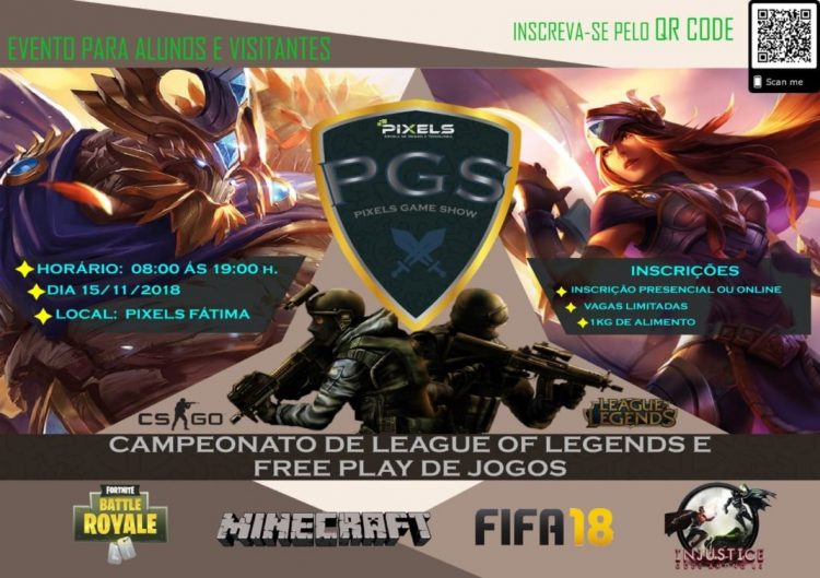 Escola Pixels promove Campeonato de Games gratuito no Feriado