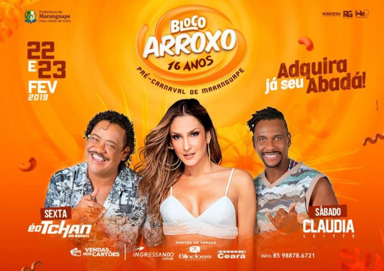 Claudia Leitte e É O Tchan são atrações do Bloco Arroxo no pré carnaval de Maranguape