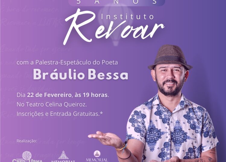 Instituto Revoar celebra 5 anos com palestra de Bráulio Bessa aberta ao público