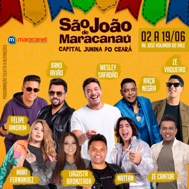 Confira as primeiras atrações confirmadas do São João de Maracanaú 2022