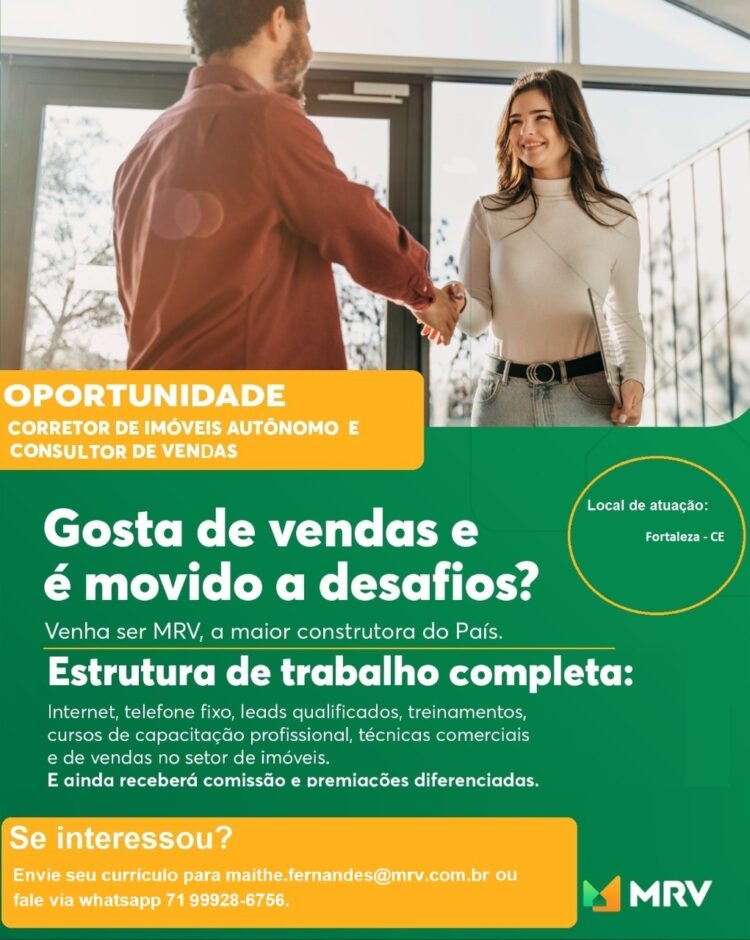 Oportunidade no mercado imobiliário: MRV busca profissionais autônomos para parceria comercial em Fortaleza