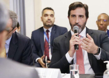 Diretor de negócios da Apex-Brasil, Lucas Fiuza apresenta condições das ZPEs para comitiva da Mitsubishi Corporation do Brasil S.A