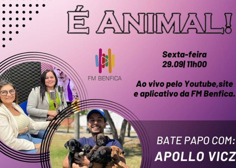 O podcast É Animal!: programa sobre pets na FM Benfica receberá o ativista da causa animal e porta-voz do Abrigo São Lázaro, Apollo Vicz