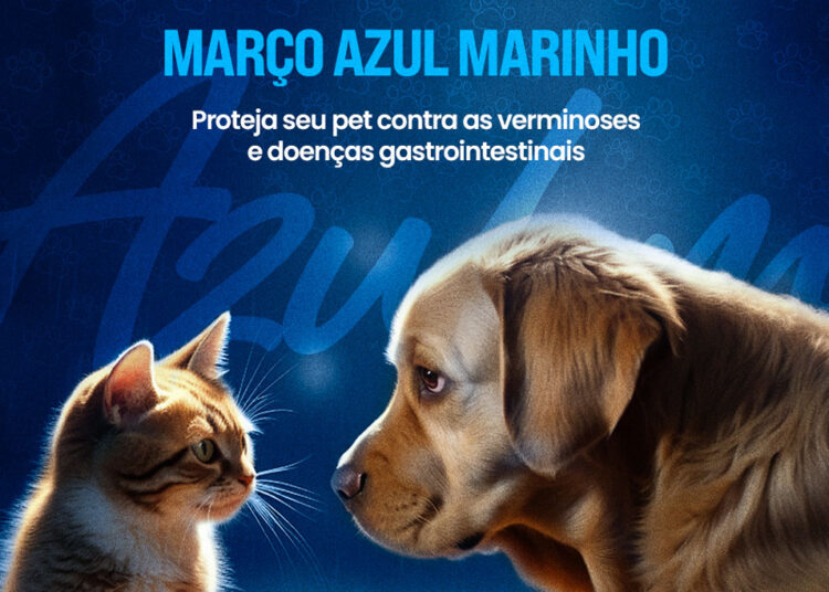 Prefeitura realiza Campanha Mês Março Azul Marinho de combate contra doenças gastrointestinais e verminoses nos pets de estimação