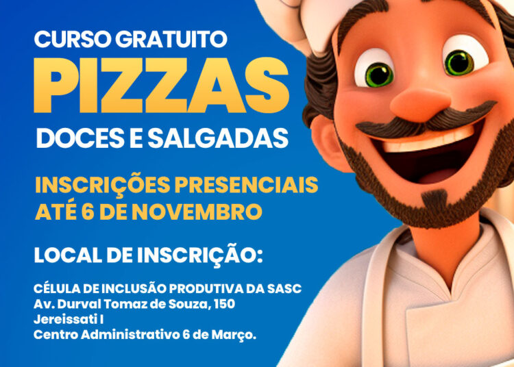 Inscrições abertas para curso gratuito de pizza em Maracanaú promovido pela Sasc, Senac e Sebrae