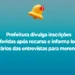 Prefeitura divulga inscrições deferidas após recurso e informa locais e horários das entrevistas para merendeiras
