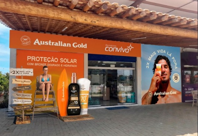 Australian Gold amplia ativações no Ceará e no Nordeste, transformando farmácias em experiências imersivas durante o verão